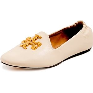 Tory Burch New Cream Eleanor Loafer Smoking Slipper Flats Sz 9.5